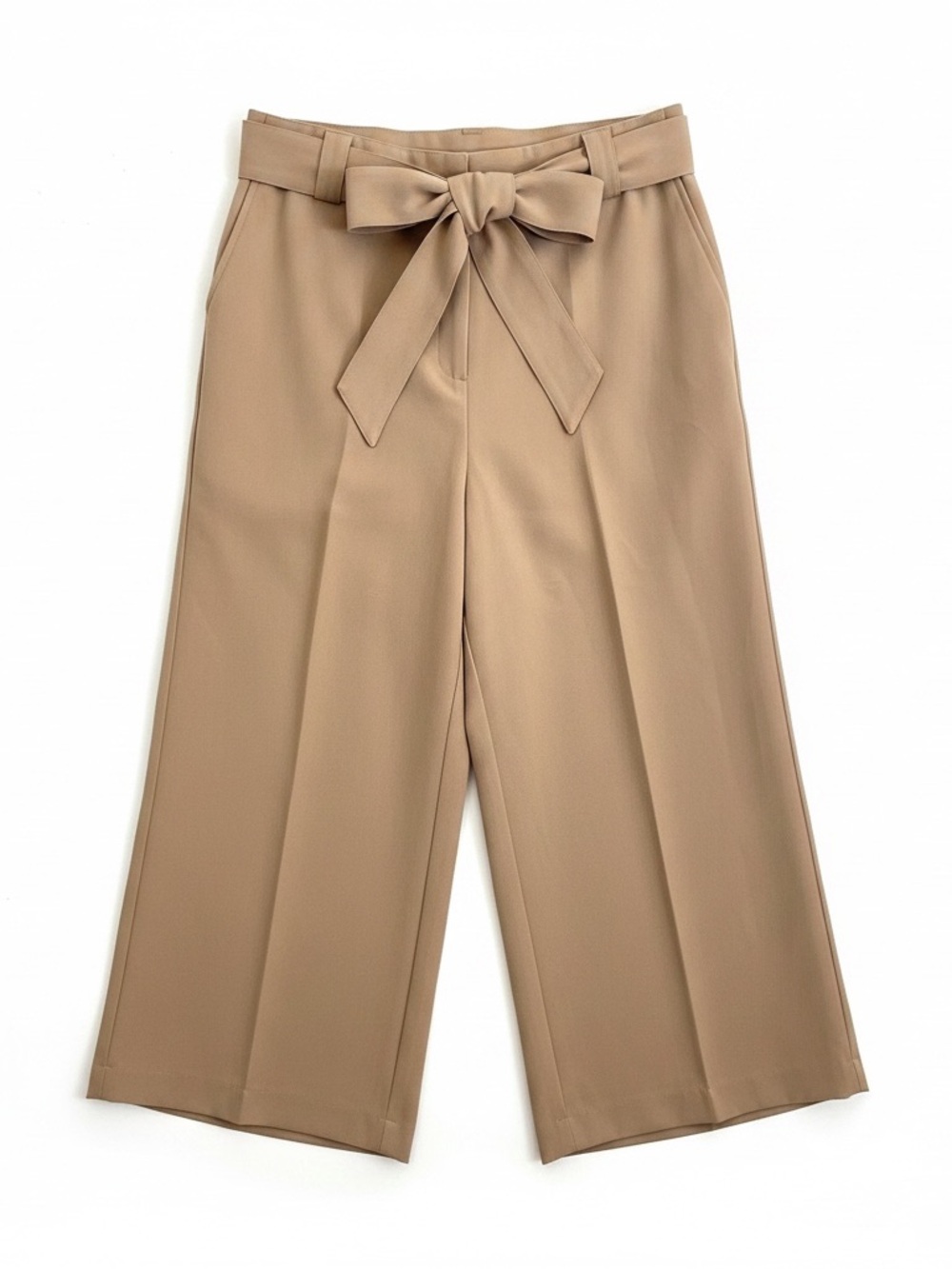 Joie Belted Wide Leg Trousers Tan Camel High Waist Crop Pants Size 14